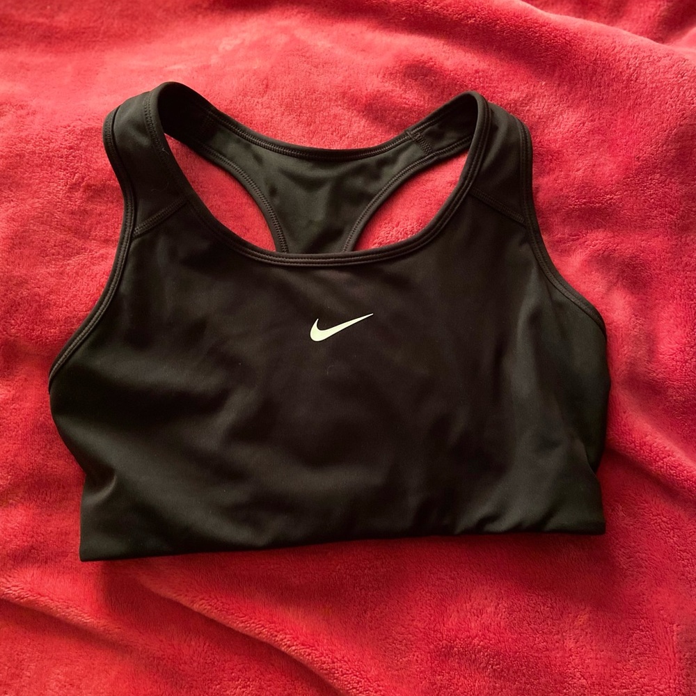 Nike Women's Black Sports Bra with White Logo